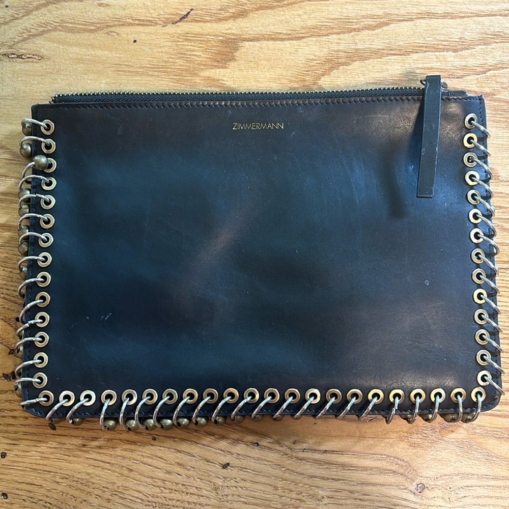 Zimmermann black leather clutch with hardware